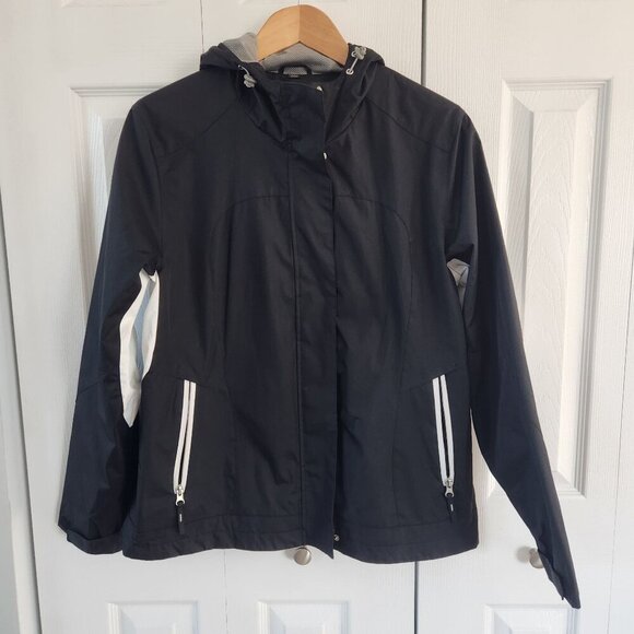 Free Country Black Zip Up Rain Jacket - Picture 1 of 10